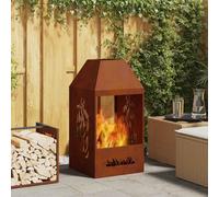 Mangloder Brasero en acier inoxydable, marron, 50 x 50 x 100 cm, autoportant, pour jardin, terrasse et balcon, 13,85 kg, foyer en bois d'extérieur avec forme moderne