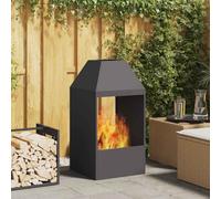 Mangloder Brasero en acier noir, 50 x 50 x 100 cm, autoportant, pour jardin, terrasse et balcon, bois, chaleur et flamme, décoration extérieure, durable