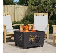 Mangloder Brasero en acier noir - 60 x 60 x 40 cm - Autonome - Pour jardin, terrasse et balcon - Barbecue d'extérieur pour bois de chauffage, chaleur, flamme et décoration moderne