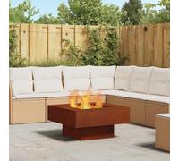 Mangloder Brasero en acier résistant aux intempéries, marron, 80 x 80 x 40 cm, pour jardin et terrasse, carré, résistant à la rouille, résistant à la chaleur, extérieur, bois de chauffage, décoration