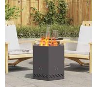 Mangloder Brasero hexagonal en acier sans fumée - Noir - 48 x 48 x 51 cm - Double paroi - Pour jardin, terrasse, balcon, décoration extérieure, bois de chauffage