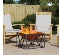 Mangloder Brasero marron en acier résistant aux intempéries 50 x 50 x 35 cm pour jardin et terrasse sur pied pour bois de chauffage, chaleur et flamme, décoratif pour extérieur