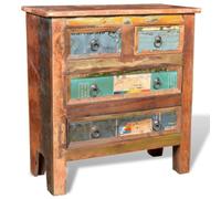 Mangloder Buffet haut en bois massif recyclé, 4 tiroirs, 65 x 30 x 70 cm, buffet vintage avec boutons en fer, espace de rangement pour chambre à coucher, salon, couloir, couloir
