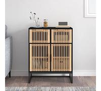 Mangloder Buffet Noir en Bois d'ingénierie 60x30x75 cm avec Portes et tiroirs, Rangement Meuble pour Salon Chambre Cuisine Bureau, Pieds en Fer pour stabilité et Organisation optimale