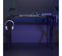 Mangloder Bureau de Jeu Compact en Bois d'ingénierie avec Pieds en Forme de K Noir 110x60x75 cm, idéal pour Gaming, télétravail et étude, offrant Espace, stabilité et Organisation optimale