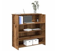 Mangloder Bureau de réception en Bois d'ingénierie Vieux Bois 100x50x103,5cm avec comptoir intégré, Rangement Pratique pour Bureaux, hôtels, cliniques et Salons de beauté