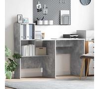 Mangloder Bureau Gris béton 131,5 x 50 x 106,5 cm en Bois d'ingénierie avec Rangement intégré pour Espace Moderne, idéal pour télétravail, étude ou Gaming, Surface Large, Finition Mate élégante