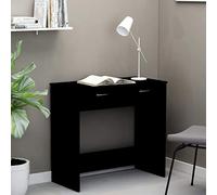 Mangloder Bureau Noir Compact 80x40x75 cm en aggloméré avec Deux tiroirs idéal pour Chambre Salon télétravail ou étude