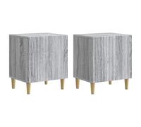 Mangloder Cabinet de Chevet 2 pcs Sonoma Gris en Bois d'ingénierie 43 x 34,5 x 50 cm avec Porte pivotante et Grand Rangement pour Chambre Salon Bureau