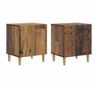 Mangloder Cabinet de Chevet Bois Ancien 2 pcs 43 x 34,5 x 50 cm, Meuble de Rangement avec Porte pivotante, étagère et Compartiment, Pied effilé pour Chambre, Salon ou Bureau