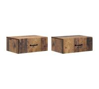 Mangloder Cabinet de Chevet Mural 2 pcs en Bois Ancien 49 x 34,5 x 20 cm avec tiroirs, Rangement Pratique pour Chambre, Salon, Bureau, Espace Compact, Design Polyvalent et élégant
