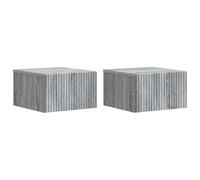 Mangloder Cabinet de Chevet Mural 2 pcs Sonoma Gris en Bois d'ingénierie 33 x 34,5 x 20 cm avec tiroirs, Rangement Suspendu pour Chambre, Salon, Bureau ou Couloir, Meuble Compact et Fonctionnel