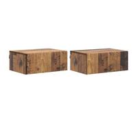 Mangloder Cabinet de Chevet Mural Bois Ancien 2 pcs 49 x 34,5 x 20 cm avec tiroirs Rangement Suspendu pour Chambre Salon Bureau, Meuble appoint Compact et Pratique