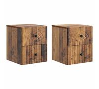 Mangloder Cabinet de Chevet Mural en Bois Ancien 2 pcs 33 x 34,5 x 40 cm avec 4 tiroirs, Meuble de Rangement Suspendu Polyvalent pour Chambre Salon Bureau, Design et Style Vintage