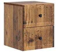 Mangloder Cabinet de Chevet Mural en Bois Ancien, 33 x 34,5 x 40 cm, Meuble de Rangement Suspendu avec 2 tiroirs, Console compacte pour Chambre, Salon, Bureau, Couloir, idéal pour Petit Espace