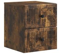 Mangloder Cabinet de Chevet Mural en chêne fumé 33 x 34,5 x 40 cm avec 4 tiroirs, Meuble de Rangement Suspendu pour Chambre, Salon, Bureau, Console Pratique et compacte
