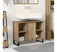Mangloder Cabinet de Salle de Bain en Bois d'ingénierie Chêne Artisanal 80 x 33 x 60 cm avec Porte à charnières, étagères, Rangement Mural, idéal pour Espace Compact et Organisation