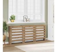 Mangloder Cache-radiateur en chêne Artisan - 205 x 21,5 x 83,5 cm - Avec support mural - Aspect lattes modernes pour salon, espace de rangement et rangement dans la salle de bain