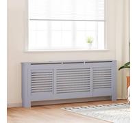 Mangloder Cache-radiateur en MDF gris 205 cm, couvercle de radiateur réglable avec design à lattes, étagère pour salon, convient aux accessoires de chauffage et aux salles de bains modernes