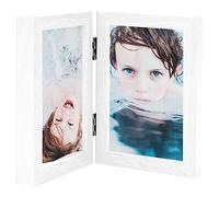 Mangloder Cadre photo double collage blanc en MDF et PS 2 x 21 x 29,7 cm Cadre pliable avec charnières Montage mural ou support de table pour salon, chambre à coucher, bureau, cadeau et souvenir