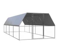Mangloder Cage à poules d'extérieur 3 x 8 x 2 m en acier galvanisé avec toit en polyéthylène, enclos pour poules, canards, lapins et petits animaux, imperméable, avec serrure pour jardin et espace