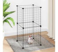 Mangloder Cage pour animaux de compagnie 8 pièces Noir 35 x 35 cm Acier Cage enclos enclos enclos volière pour rongeurs lapins lapins cochons d'Inde modulaire pour intérieur extérieur appartement
