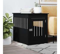 Mangloder Cage pour chien, style meuble, noire, en bois et acier, 55 x 80 x 68 cm, porte verrouillable, table d'appoint pour salon, cage pour chien pour intérieur et extérieur