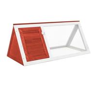 Mangloder Cage pour petits animaux en bois de sapin laqué rouge et blanc, clapier à lapin avec treillis métallique, 98 x 50 x 41 cm, résistante aux intempéries, pour jardin, balcon, extérieur et