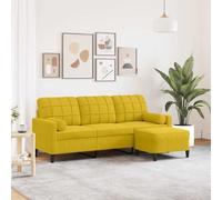 Mangloder Canapé à 3 Places Jaune en Velours avec Repose-Pieds, 180 cm de Large, Cadre métal Robuste, Pouf Multifonction, idéal Salon séjour Bureau détente
