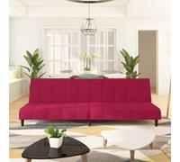 Mangloder Canapé-lit 2 Places Rouge Bordeaux en Velours 200x84,5x69 cm Convertible en lit 200x100x32 cm avec Dossier inclinable et Cadre Bois Stable pour Salon séjour Chambre Bureau Studio