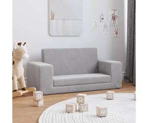 Mangloder Canapé-lit pour enfant 2 places gris clair en peluche douce 2 en 1 et mini canapé-lit avec rembourrage en mousse, housse amovible pour lire, jouer et se reposer