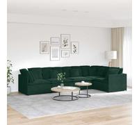 Mangloder Canapé modulable Velours Vert foncé avec 5 Sections, 13 Grands Coussins, 8 Petits Coussins, Structure métal Stable, Assise Confortable, idéal Salon séjour Bureau Espace appoint