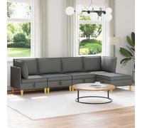 Mangloder Canapé modulaire avec Rangement 5 pièces en Tissu Gris foncé, Ensemble mobilier modulable pour Salon, canapé d'angle, Pouf avec Coussins Amovibles