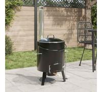 Mangloder Canon à goulasch en acier émaillé avec évacuation de fumée et couvercle, casserole de 14,3 l, poêle de 8 l, grille à charbon de bois et bac à cendres pour cuisine, fêtes de jardin et camping