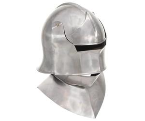 Mangloder Casque de chevalier réplique antique en acier argenté pour LARP, cosplay, fêtes, Halloween, théâtre, répliques historiques, casque médiéval avec protection nasale, idéal pour les