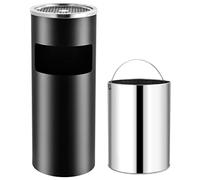 Mangloder Cendrier sur pied 30 l en acier revêtu par pulvérisation noir avec cendrier supérieur, seau intérieur amovible, 25 x 61 cm, pour bureau, hôtel, restaurant et extérieur
