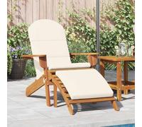 Mangloder Chaise de Jardin Adirondack en Bois Massif Acacia avec Coussins crème et Repose-Pieds Pliable pour terrasse Balcon Piscine, Fauteuil Relax inclinable avec accoudoir et Dossier Confortable