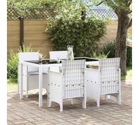 Mangloder Chaise de Jardin Blanche en polypropylène 53 x 49 x 85 cm Lot de 4 avec Coussin Confortable Dossier et accoudoirs pour terrasse Balcon Jardin Piscine détente Repas extérieur