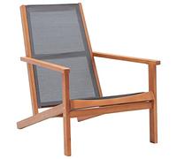 Mangloder Chaise de Jardin Gris en Bois d'eucalyptus Solide avec textilène Respirant et accoudoirs Confortables pour extérieur terrasse Balcon Piscine détente Repas