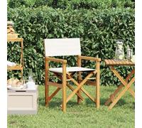 Mangloder Chaise de metteur en scène Pliante Bois Teck Massif crème avec accoudoirs Dossier Confortable pour Jardin terrasse Balcon extérieur Repas détente