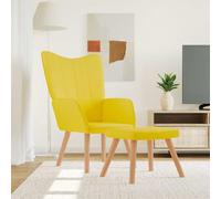 Mangloder Chaise de Relaxation Jaune Moutarde en Tissu avec Tabouret, Fauteuil scandinave rembourré, Assise Confortable avec Dossier et accoudoir, Chaise Ergonomique pour Salon Bureau Chambre