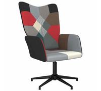 Mangloder Chaise de Relaxation Patchwork Tissu Multicolore avec Mousse rembourrée pivotante 360 degrés Cadre Acier Stable Design scandinave pour Salon Bureau Chambre Lecture