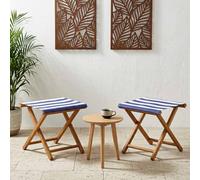 Mangloder Chaise Longue 2 pcs Bois d'eucalyptus Massif Bleu et Blanc pour Jardin terrasse Balcon Piscine extérieur Relax inclinable avec Repose-Pied et Dossier Ajustable