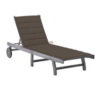 Mangloder Chaise Longue de Jardin inclinable avec Coussin Gris en Bois d'acacia Solide pour terrasse Balcon Piscine Plage extérieur détente Relax