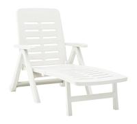 Mangloder Chaise Longue Pliable Blanche en Plastique résistant aux intempéries pour Jardin terrasse Balcon Plage Piscine Chaise inclinable avec Dossier réglable et Rangement Facile