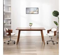 Mangloder Chaise pivotante à Manger Blanche en Bois courbé et Similicuir avec Dossier rembourré, roulettes, réglage Hauteur, Design Moderne pour Salle à Manger, Cuisine, Bureau, Salon