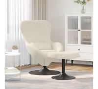 Mangloder Chaise Œuf Crème en Velours avec Pouf, Fauteuil Lounge Pivotant à 360 Degrés, Accoudoirs Confortables, Design Scandinave Moderne pour Salon, Chambre, Bureau, Lecture