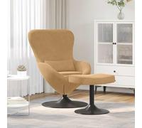 Mangloder Chaise Œuf Marron en Velours avec Pouf, Fauteuil Lounge Pivotant 360°, Accoudoirs Confortables, Siège Rembourré pour Salon, Chambre, Bureau, Design Scandinave Relax