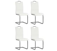Mangloder Chaises à Manger Cantilever Blanc Similicuir Lot de 4 chaises rembourrées Dossier et accoudoir Cadre Acier pour Cuisine Salle à Manger Salon Moderne scandinave Ergonomique