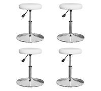Mangloder Chaises à Manger Lot de 4 Blanc Similicuir avec Dossier et accoudoir, siège rembourré pivotant 360 degrés, Cadre Acier chromé Robuste pour Cuisine Salle à Manger Moderne